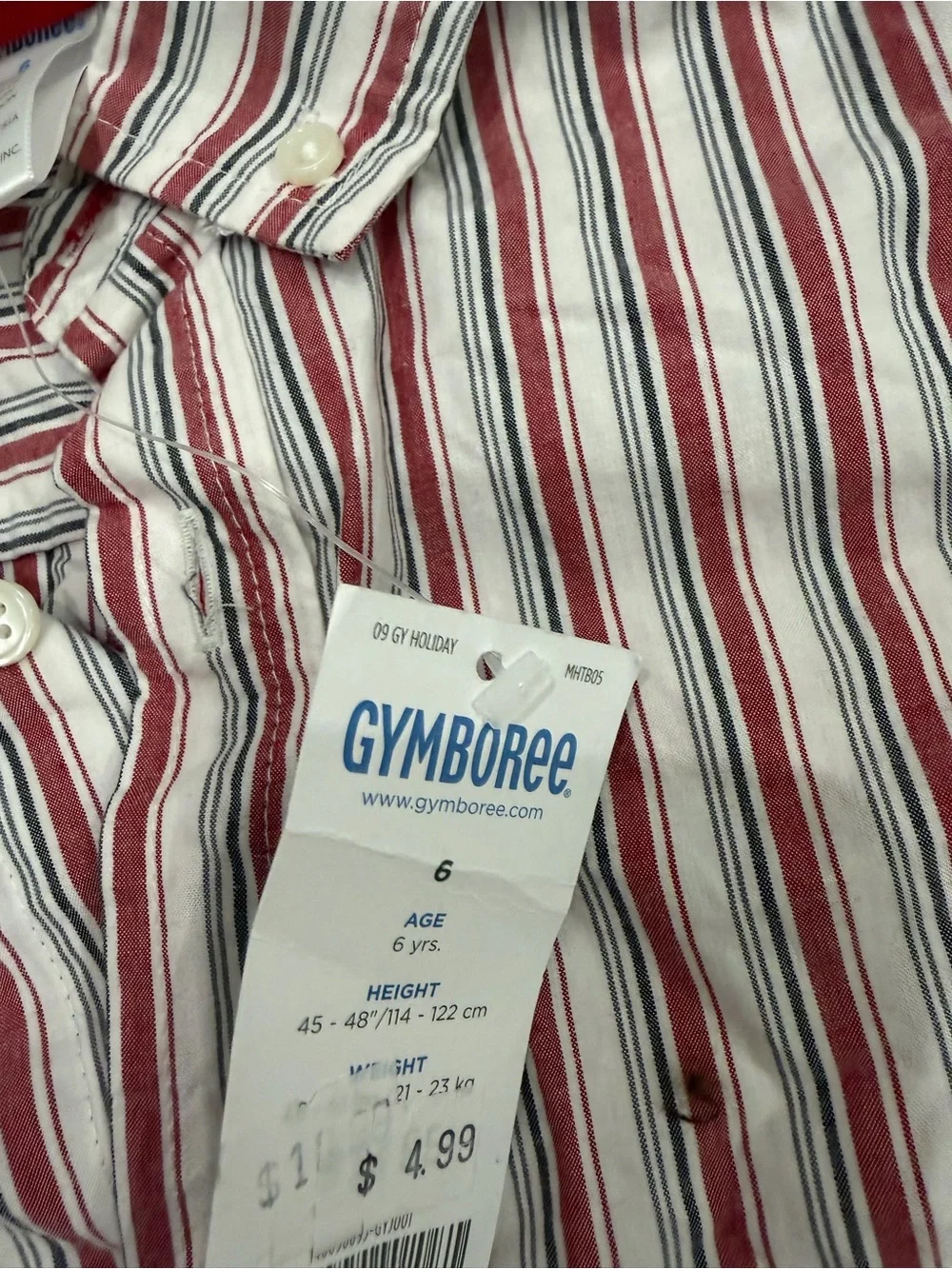 Gymboree Red and White Striped Casual Button-Down Shirt